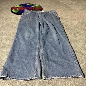 BLUE ACID WASHED OLD NAVY PAINTER BAGGY JEANS